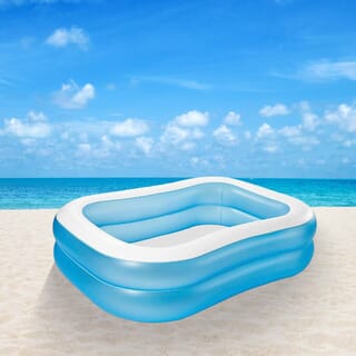 INTEX สระว่ายน้ำเป่าลมทรงสี่เหลี่ยม รุ่น 57180NP ขนาด 203x152x48 ซม. สีฟ้า