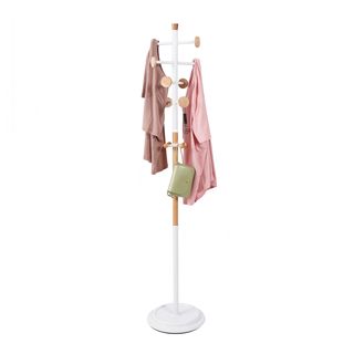 SAKU ที่แขวนหมวกและเสื้อ รุ่น 155101 ขนาด 36X36X175.5 ซม. สีขาว-ไม้ไผ่