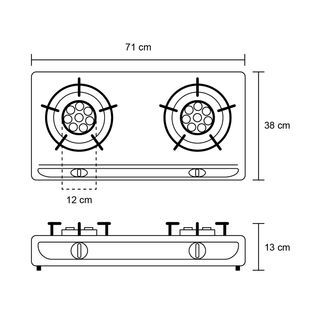 CROWN เตาแก๊สตั้งโต๊ะ หน้าสเตนเลส 2 หัวเตาอินฟาเรด VANDA-SS03 