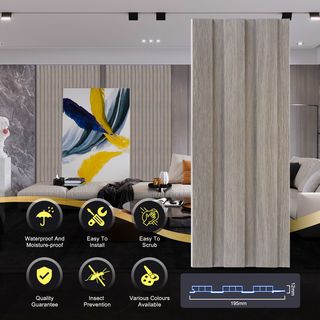 GREAT WOOD ไม้ฝ้าระแนง WPC W195  19.5x1.15x290 ซม. Warm gray