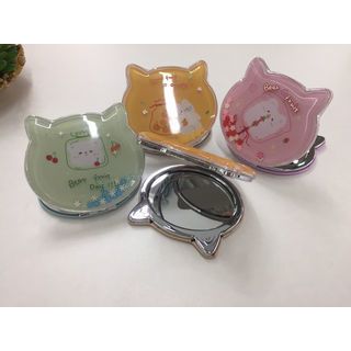 USUPSO กระจกพกพาทรงกลมหูแมวลายแมวน่ารัก(คละสี)ขนาด 8.0x7.8x1.0ซม.(#BH5)