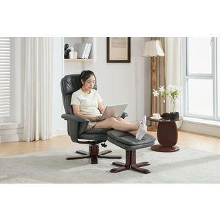 PULITO เก้าอี้พักผ่อนพร้อมที่วางขา รุ่น BAYLOR ขนาด 73x79-108x105.5 ซม. ที่วางขา  ขนาด 47x41x41 ซม  สีเทาเข้ม