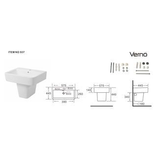 Verno อ่างล้างหน้าแบบแขวนพร้อมขาอ่างลอย รุ่น ปารีส VN-937