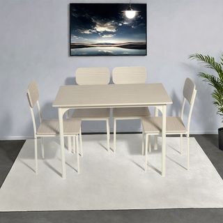 DELICATO ชุดโต๊ะอาหาร 4 ที่นั่ง รุ่น Nana โต๊ะ:110X70X76ซม. เก้าอี้:42x 48 x 87ซม. สีไม้ธรรมชาติ 