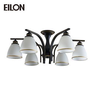 EILON โคมไฟติดเพดาน 6 หัว ขั้ว E27 ขนาด 55*55*26cm รุ่น WX311/6 สีดำ-ขาว