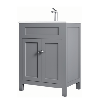 Verno เคาน์เตอร์อ่างล้างหน้าแบบตั้งพื้น Solid Wood ขนาด 61x46.5x89 CM รุ่น คาร่า TG5-60 สีเทา