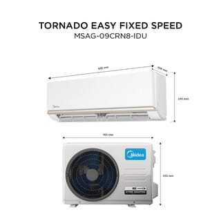 MIDEA เครื่องปรับอากาศ Fixed Speed Tornado Easy ขนาด 9000 BTU รุ่น MSAG-09CRN8-IDU สีขาว คอยล์เย็น