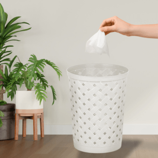 ICLEAN  ถังขยะไม่มีฝาทรงกลม 13 ลิตร TG59715 ขนาด 25.5x25.5x32.5 cm. เทาอ่อน ลายสาน