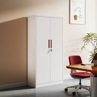 SMITH  ตู้เหล็กเก็บเอกสาร บานทึบรุ่น Artie ขนาด 40x90x185 ซม. สีเทา-แดง