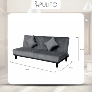 PULITO โซฟาเบด ผ้ากำมะหยี่ขนมิ้งค์ รุ่น Veronica  ขนาด 195x85x87 ซม. สีเทา