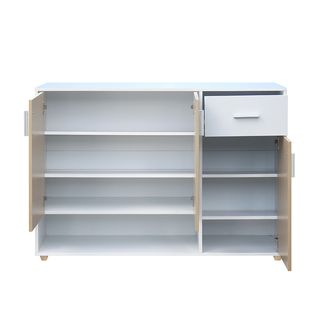 DELICATO ตู้รองเท้า รุ่นเวียนนา ขนาด 119.7x39.4x84.8 ซม. สีบีช-ขาว