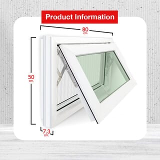RAKANGTHONG หน้าต่างบานกระทุ้งอลูมิเนียม 80x50 cm. สีขาว
