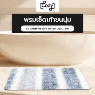 COZY พรมเช็ดเท้าขนนุ่ม รุ่น LOBBY-01 ขนาด 50× 80× 2.5ซม. สีฟ้า