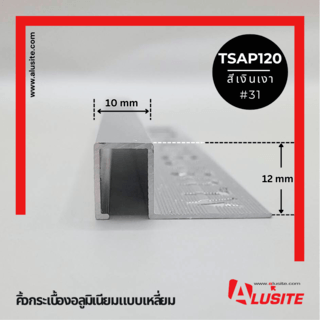 Alusite คิ้วอลูมิเนียมแบบเหลี่ยม 12 มม. ยาว 2 เมตร รุ่น TSAP120 สีเงินเงา