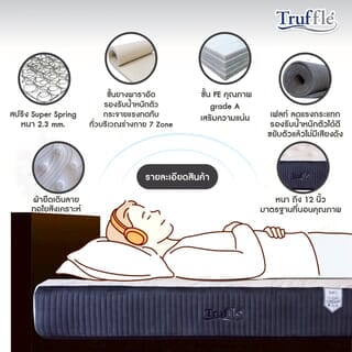 TRUFFLE ที่นอน  Bonnell Spring  2.3  เสริมพาราอัด รุ่น Sorento หนา 12นิ้ว ขนาด 6 ฟุต