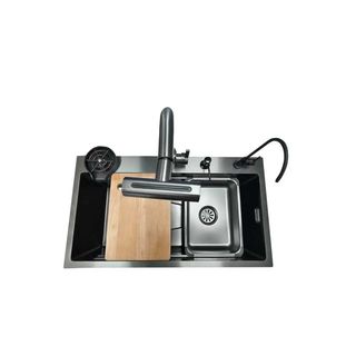 KOCH KITCHEN  อ่างล้างจานฝังบน 1 หลุมไม่มีที่พัก 304SS 80X45X22 ซม. GENTLE สีดำ