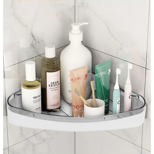 Primo ชั้นวางของพลาสติกเข้ามุม 24x24cm. รุ่น DLQG003-CG สีเทาใส