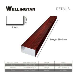 WELLINGTAN อะลูมิเนียมโปรไฟล์ ALU2980-54T05 10.16x298x5ซม. Brown Walnut