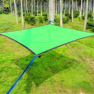 POLLO สแลน HDPE รุ่น SH3314-80 ขนาด 2x6 ม.90% (3เข็ม) สีเขียว เจาะตาไก่พร้อมเชือก