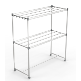 SAKU ราวตากผ้าอลูมิเนียมมีล้อเลื่อน รุ่น JS1238A ขนาด 60x150x160 ซม. สีเงิน