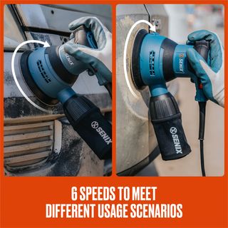 SENIX เครื่องขัดกระดาษทรายไฟฟ้า 125มม. 350W  รุ่นPSCE3.5-M-EU สีน้ำเงินดำ (วงกลม)