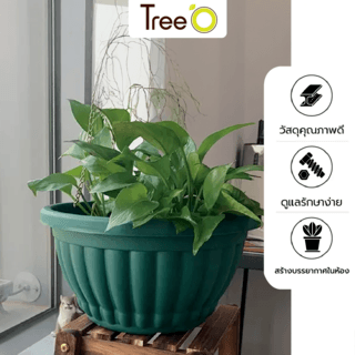 Tree O กระถางพลาสติก  รุ่น KD7016 ขนาด 12นิ้ว สีเขียว