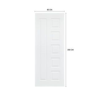 HOLZTUR ประตู HDF ลูกฟัก รุ่น 604 ชวนชม ขนาด 80x200 ซม. สีรองพื้นขาว (ไม่เจาะลูกบิด)