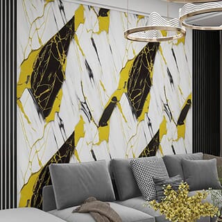 GREAT WOOD บอร์ด SPC ลายหินอ่อนเคลือบ UV รุ่นJF122025-UV-LJ80003T Size122x244x0.25cm. ลายดำริ้วทอง