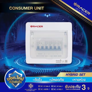 RACER ตู้คอนซูเมอร์เซ็ทสำเร็จ 4 ช่อง 50A รุ่น HYBRID