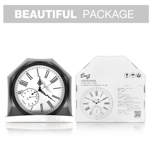 COZY นาฬิกาแขวนผนัง รุ่น LOGAN ขนาด 33.4x33.4x6.7 ซม. สีดำ