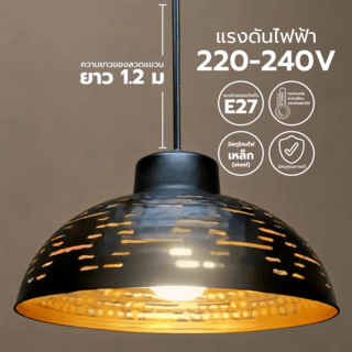 EILON โคมไฟแขวนเพดาน ขั้วE27 รุ่น CDD2023-807-1 สีดำ