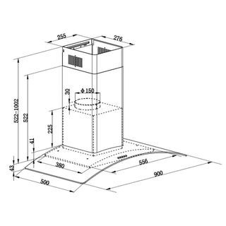 MEXเครื่องดูดควันกระโจมทรงกระจกโค้ง สีดำ รุ่น MC390BV	
