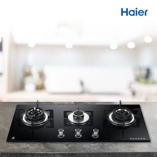HAIER เตาแก๊สแบบฝังหน้ากระจก 3 หัวเตา HGH-QHA9331 สีดำ
