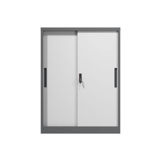 SMITH  ตู้เก็บเอกสารแบบทึบบานเลื่อน  รุ่น Arlo ขนาด 40x90x120ซม. สีขาว-เทา