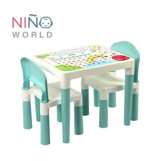 NINO WORLD ชุดโต๊ะเด็กแฟมิลี่เซ็ท รุ่น  FT-207/AP (2+1) ขนาด 49x39x43 ซม.สีฟ้า