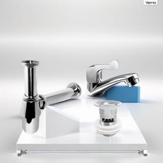 Verno ชุดอุปกรณ์อ่างล้างหน้าโครเมี่ยมพร้อมสะดือป๊อปอัพ   รุ่น VN-23505