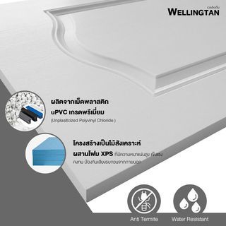 WELLINGTAN ประตูภายนอก UPVC บานทึบ 2ฟักโค้ง รุ่น UPVC-WE002 ขนาด 80x200ซม. สีขาว (เจาะลูกบิด)