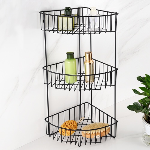 Iris ตะแกรงชั้นวางของอเนกประสงค์เข้ามุม 3 ชั้น รุ่น แมมบา PQS-TQ-212 ขนาด 33x24x65 ซม. สีดำ