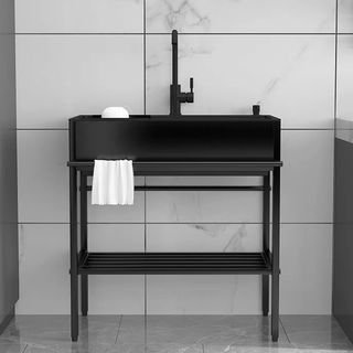 KOSCH อ่างล้างจานพร้อมขาตั้ง 2 หลุมไม่มีที่พัก 80x45x86 ซม. TRIXIE สีดำ (1/2)