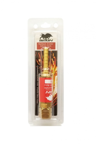 BISON ตัวกันไฟย้อนชุดหัวตัด 9/16  ด้านแก๊ส สีแดง (Gas)  