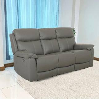 Relax studio โซฟาหนังแท้ปรับระดับไฟฟ้า 3 ที่นั่ง ขนาด 204x95-167x102 ซม. รุ่น Marina  สีเทาชาร์โคล