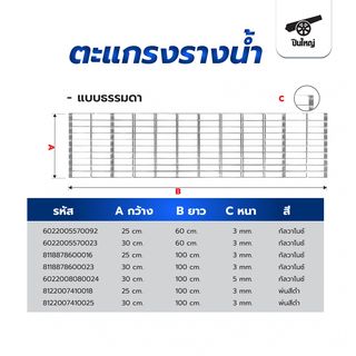ปืนใหญ่ ตะแกรงรางน้ำน้ำชุบกัลวาไนซ์ ขนาด 30x100x2.5ซม.หนา 5 มม.สีเงิน