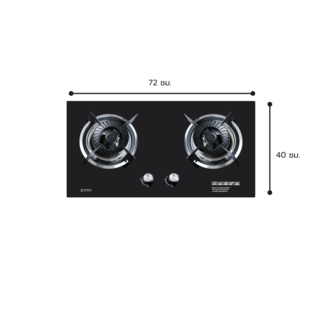 KOCH KITCHEN เตาแก๊สแบบฝังหน้ากระจก 2 หัวเตา NICASIO K-01 สีดำ