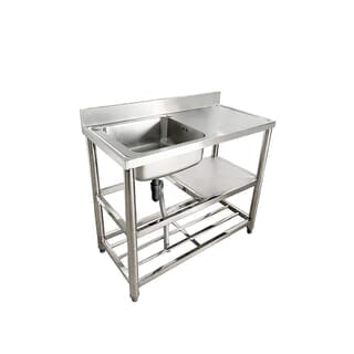 CLOSE อ่างล้างจานพร้อมขาตั้ง 1 หลุมมีที่พัก SUS304 MONSTER-100