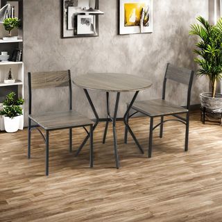 Delicato ชุดโต๊ะอาหารทรงกลม 2 ที่นั่ง รุ่น Mikaโต๊ะ:75X75x76 ซม. เก้าอี้:46X51X82ซม. สีน้ำตาลอ่อน