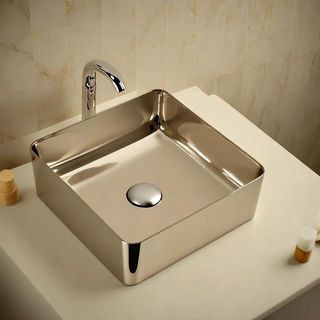 Verno อ่างล้างหน้าวางบนเคาน์เตอร์ก๊อกนอกอ่าง **ไม่รวมก๊อกน้ำ** รุ่น คราวซิลเวอร์ VN-1031-SL สีเงิน