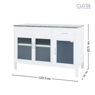 CLOSE เคาน์เตอร์โครงอลูฯ ท๊อปหินแกรนิต รุ่น Glory-NC125 ขนาด 120.5 x 56 x 82.5 ซม. สีขาว