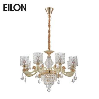 EILON โคมไฟแขวนคริสตัล 8 ช่อ 60W ขนาด D80*50cm รุุ่น MD8665/8 สีขาว