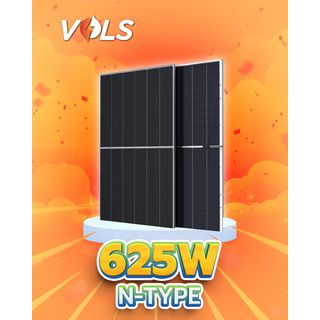 VOLS แผงโซล่าเซลล์  625W MONOCRYSTALLINE รุ่น SP-N16/156HG  N-Type Bifacila 2,465 X 1,134 X 30mm สีดำ