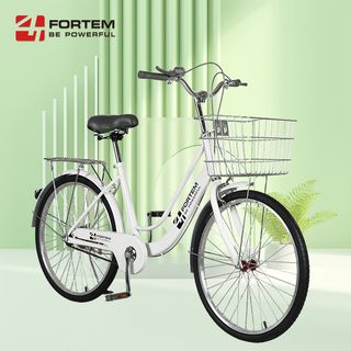 FORTEM จักรยานแม่บ้านตะกร้าเหล็ก รุ่นDAWN-05 ขนาด 24 นิ้ว สีขาว (1/2)